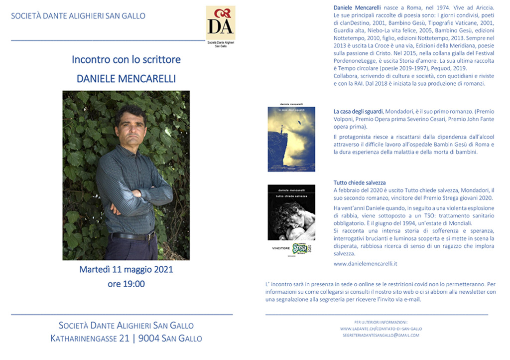 Incontro con lo scrittore Daniele Mencarelli - Centro Culturale della  Svizzera Italiana